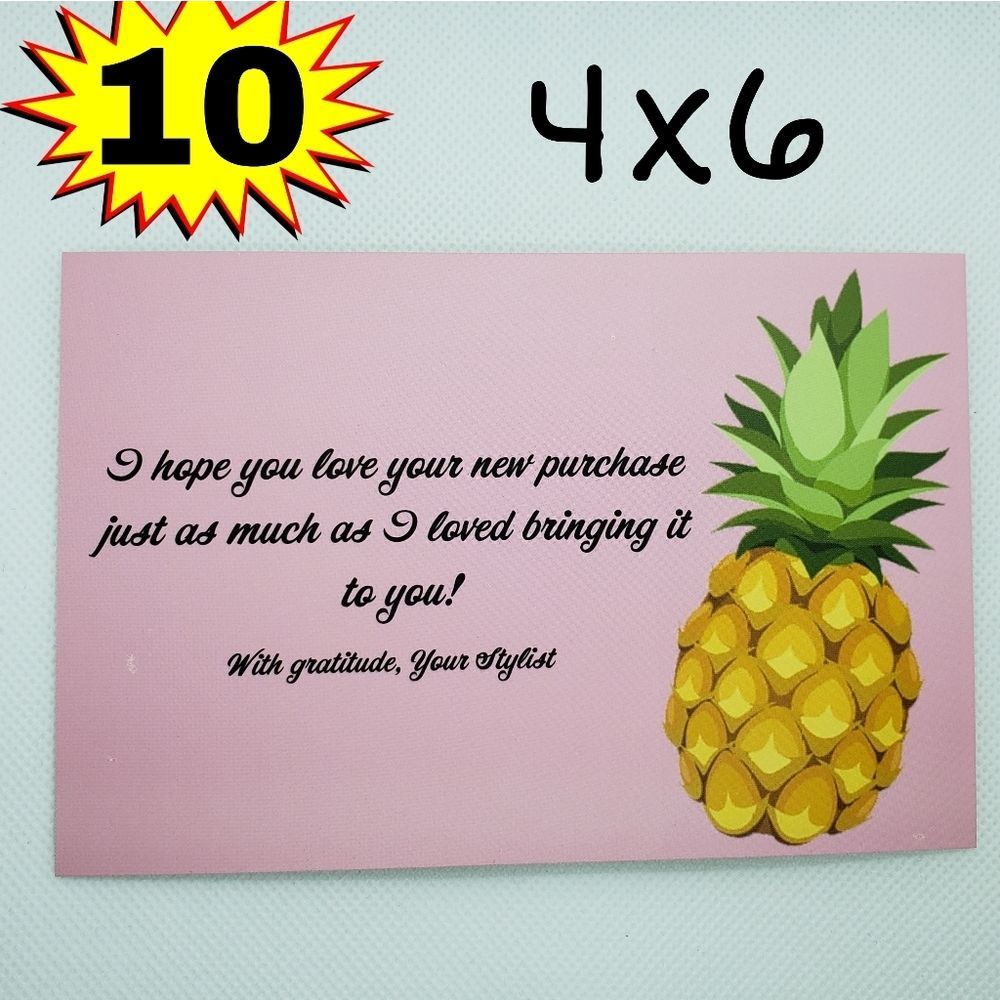 7/$15 Pineapple 4x6 Thank You Cards Large Postcard Size